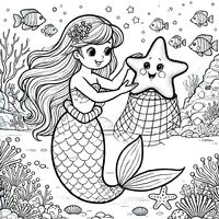Ausmalbild Meerjungfrau