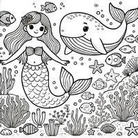 Ausmalbild Meerjungfrau