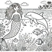 Ausmalbild Meerjungfrau