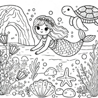 Ausmalbild Meerjungfrau